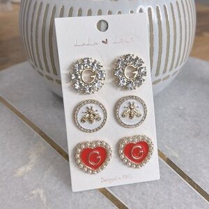 Lulu 🩷 Lala NWT G bee rhinestone pearl heart earrings